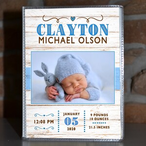 Baby Boy Photo Album Brag Book 4x6 Personalized Holds 48 Photos BABY BOY image 1