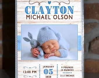 Baby Boy Photo Album - Brag Book 4x6 - Personalized - Holds 48 Photos - BABY BOY