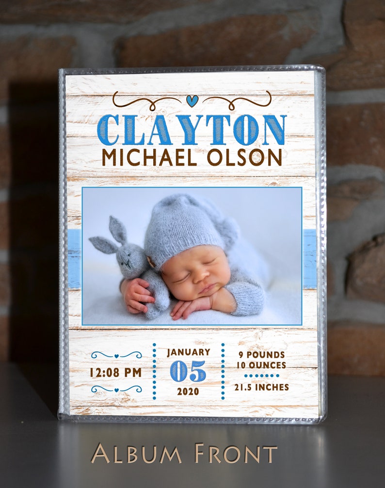 Baby Boy Photo Album Brag Book 4x6 Personalized Holds 48 Photos BABY BOY image 1