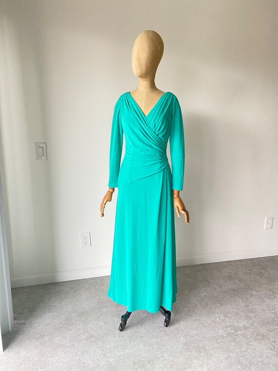 Vintage Estevez Jersey Wrap Maxi Dress Evening Go… - image 2