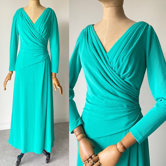 Vintage Estevez Jersey Wrap Maxi Dress Evening Go… - image 1