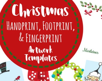 Christmas Handprint, Footprint and Fingerprint Artwork Templates