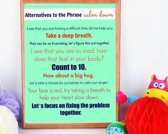 Printable Poster: Alternatives to the Phrase 'Calm Down'