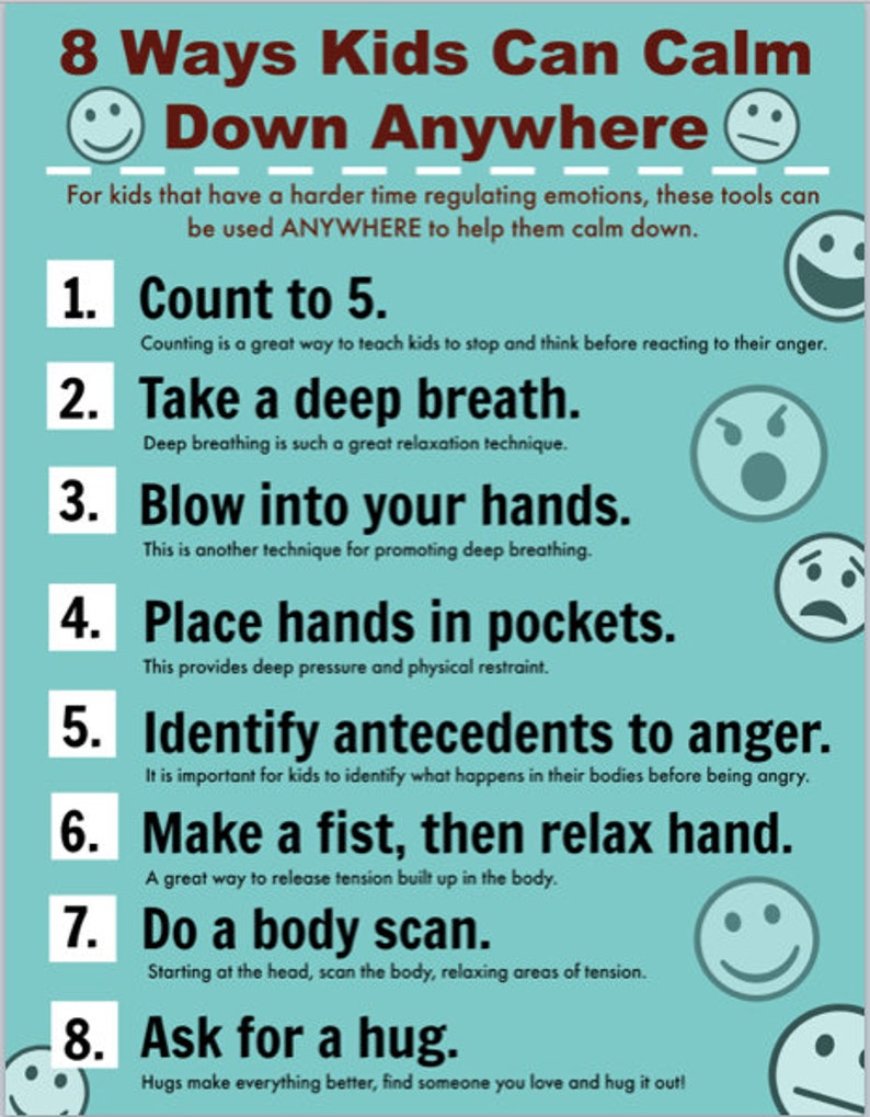 Printable Poster for Helping Children Calm Down Etsy