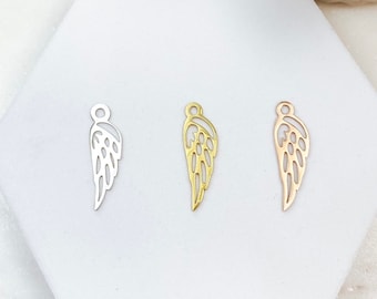 ADD ON  Wing Charm  14k Gold Plated Stainless Steel  Memorial Charm  Handmade Jewelry - Personalized - Made in USA