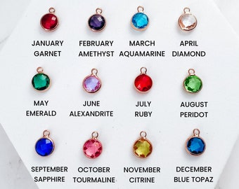 ADD ON  Birthstone Charm  14k Gold Plated Stainless Steel  Colored Stone Charm  Handmade Jewelry - Made in USA