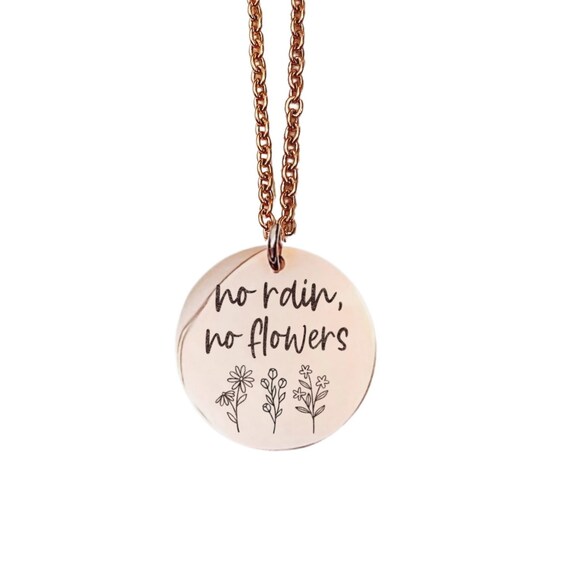 No Rain No Flowers Necklace 14k Gold Plated Stainless Steel