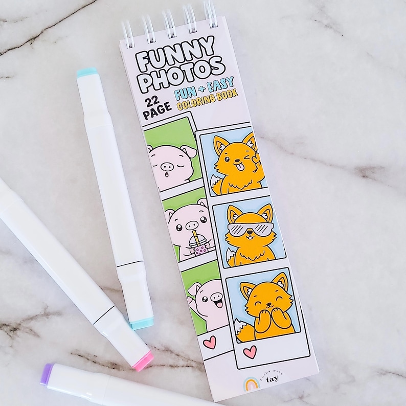 Funny Photos Spiral Bound Mini Coloring Book: 22 Pages Of Silly Animal Photo Strips Bleed Resistant Paper Alcohol Marker Coloring Book image 1