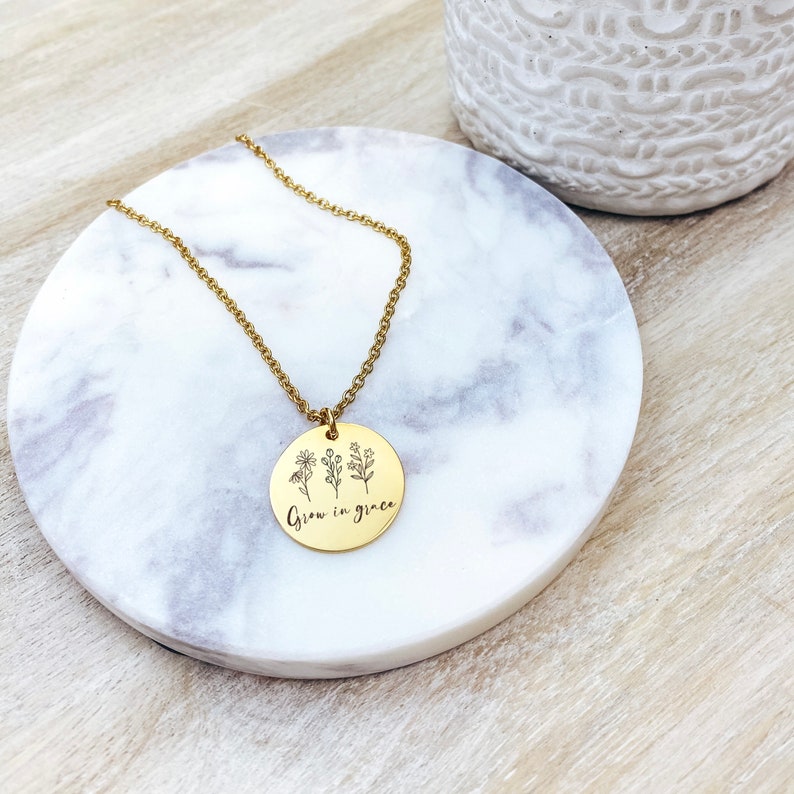 Grow In Grace Necklace 14k Gold Plated Stainless Steel Faith Necklace Handmade Jewelry Made in USA image 5