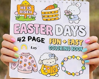 Libro para colorear de Pascua con encuadernación en espiral: 42 páginas de dulces y alegres diseños primaverales.