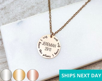 Jeremiah 29:11 Necklace 14k Gold Plated Stainless Steel Faith Necklace Handmade Jewelry Made in USA