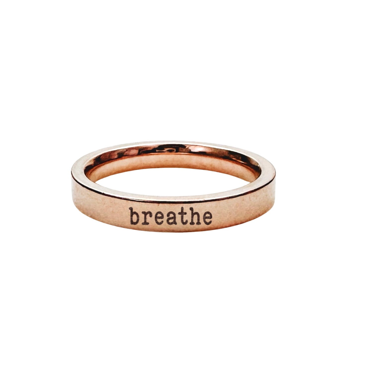 Breathe Dainty Engraved Ring 14k Gold Plated Stainless Steel