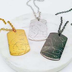 Collana con mappa stellare personalizzata da uomo, collana con coordinate, collana con targhetta identificativa, collana con costellazione, regalo per fidanzato, gioielli personalizzati
