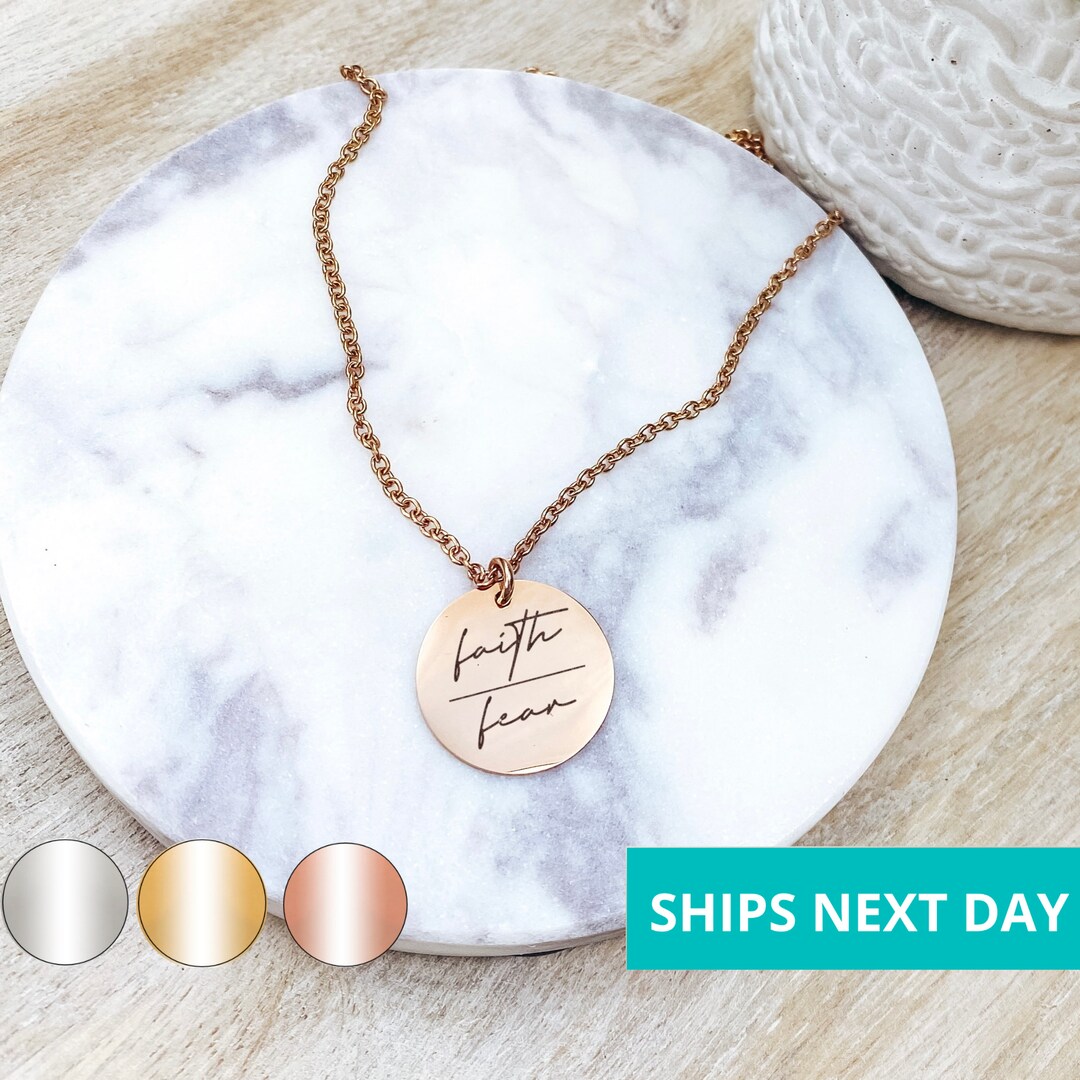 Faith Over Fear Necklace 14k Gold Plated Stainless Steel Faith Necklace
