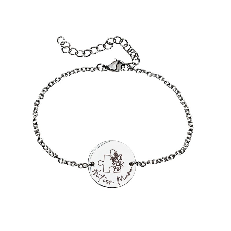 Pulsera para mamá con autismo, pulsera para autismo de acero inoxidable chapada en oro de 14 quilates, joyería hecha a mano, personalizada, hecha en EE. UU. imagen 6