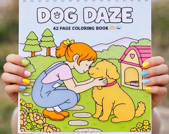 Libro para colorear Dog Daze, a prueba de manchas y con encuadernación en espiral: 42 páginas con adorables aventuras cotidianas de cachorros.