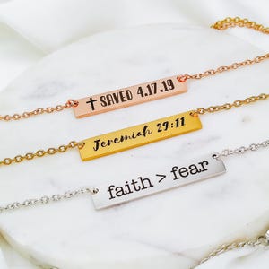 Custom Bible Verse Necklace 14k Gold Necklace Faith Necklace Personalized Jewelry Christian Jewelry Personalized Necklace Custom Necklace