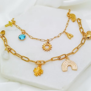 Build Your Own Charm Bracelet Gold Charm Bracelet Custom Bracelet Initial Bracelet Birthstone Bracelet Dainty Bracelet Personalized Jewelry