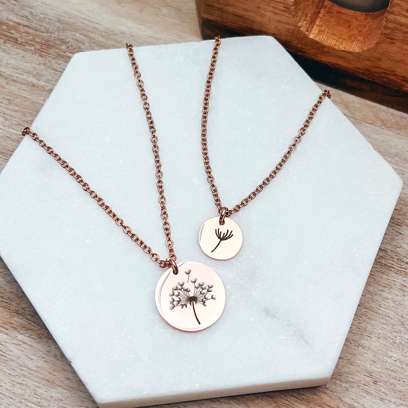 Dandelion Mommy & Me Necklace Set 14k Gold Plated Stainless Steel Mother Daughter Necklace Handmade Jewelry Made in USA image 6