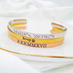 Customized Gold Cuff Bracelet 14k Gold Bracelet Name Bracelet Dainty Gold Bracelet Personalized Jewelry Custom Bracelet Engraved Bracelet