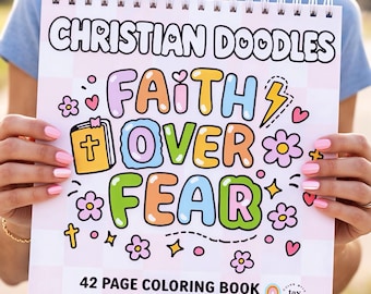 Libro para colorear con espiral "Dibujos Cristianos": 42 páginas con versículos bíblicos inspiradores y adorables dibujos.