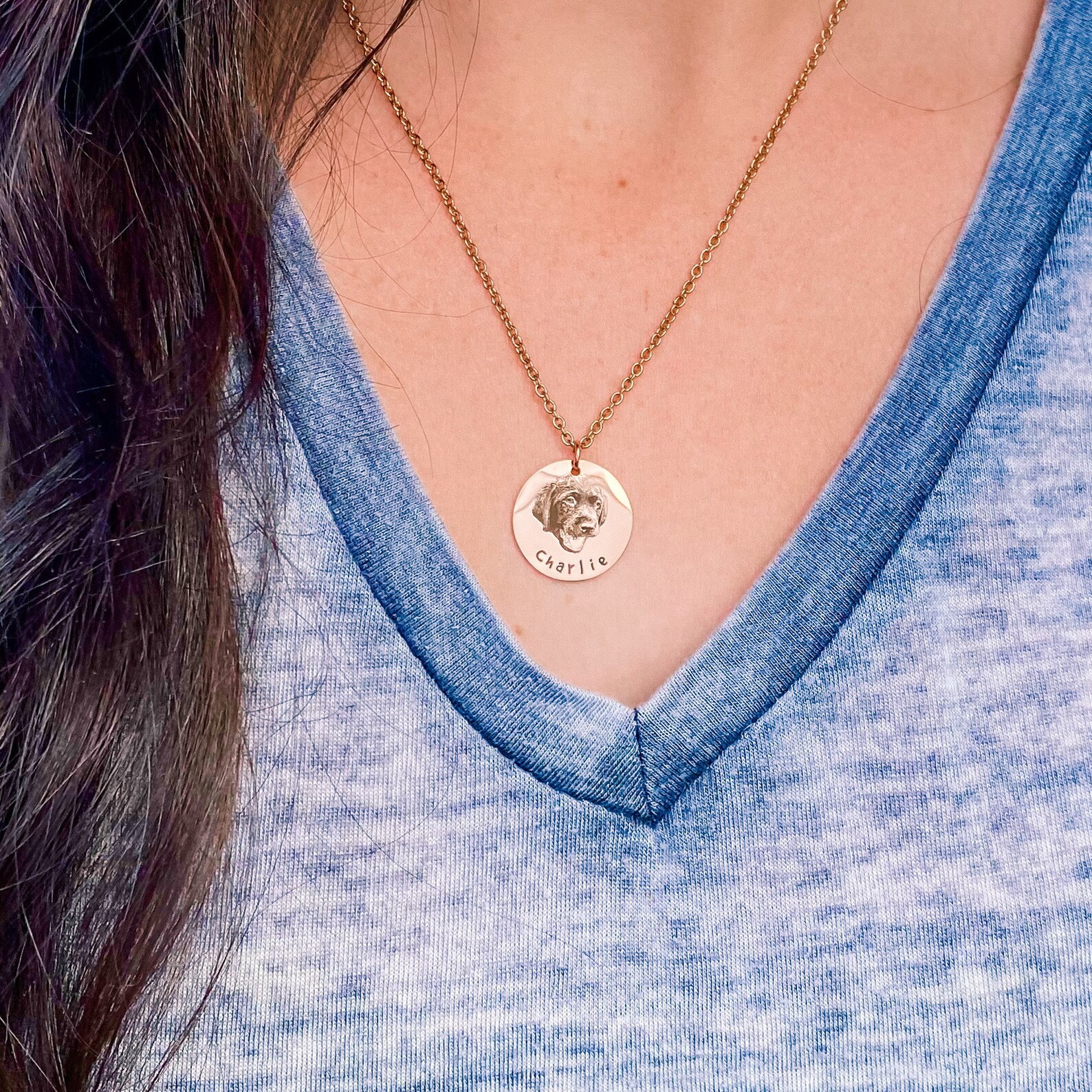 Custom Pet Necklace 14k Gold Plated Stainless Steel Dog Etsy