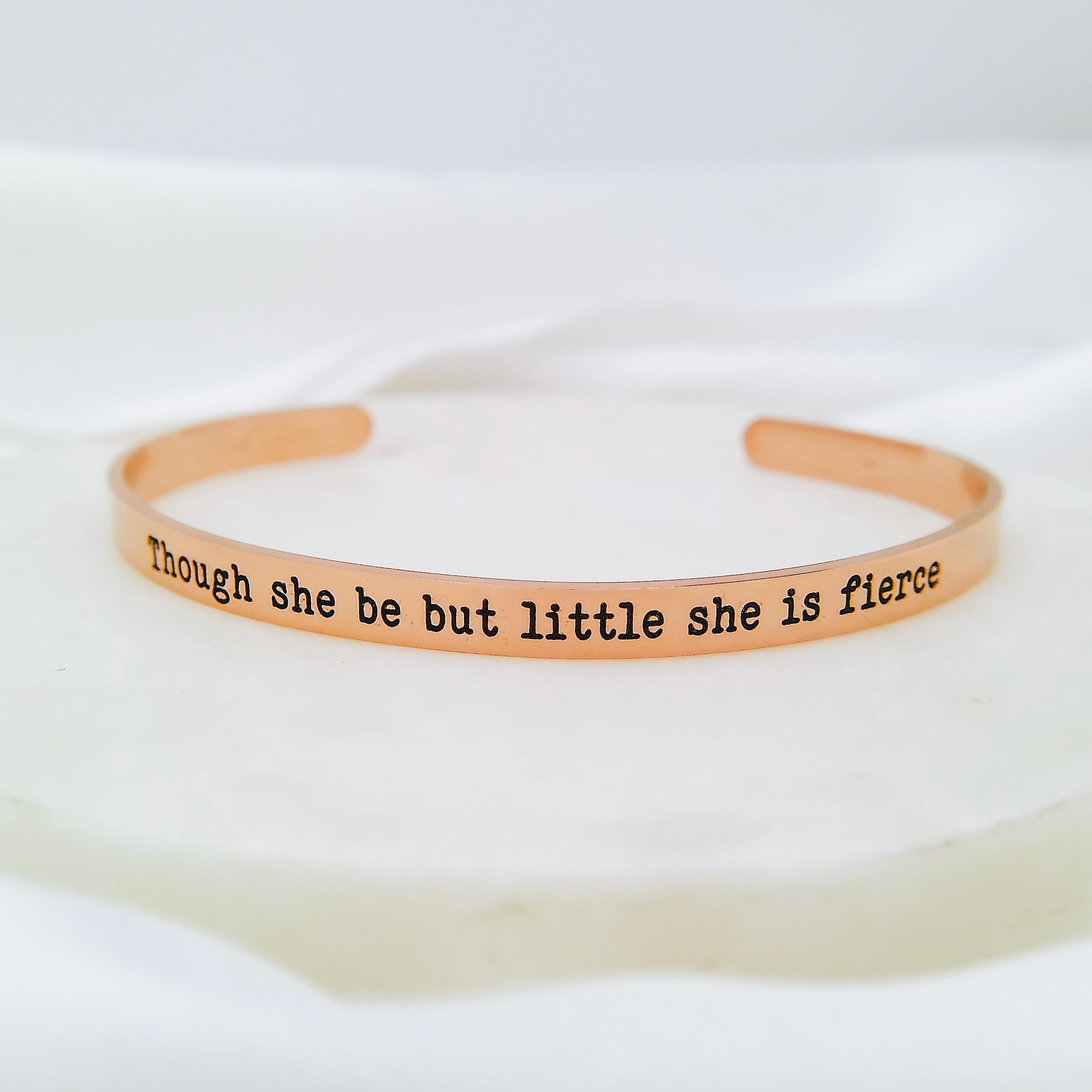 SAGEFINDS She is Fierce Bracelet | Stainless Steel | Inspirational Gift for Women and Girls | Engraved Motivational Message　並行輸入 She is Fierce Bracelet - and Though She Be but Little, She is