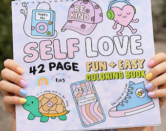 Libro para colorear de espiral sobre el amor propio: 42 páginas de citas motivacionales para la salud mental.