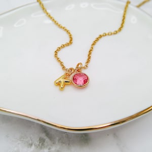 Dainty Initial Necklace Gold Charm Necklace Bubble Letter Necklace Custom Necklace Birthstone Necklace Handmade Jewelry Personalized Jewelry