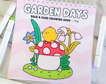 Garden Days Spiral Bound Coloring Book: 30 Hand Drawn Pages Featuring Cozy Garden Scenes Bleed Resistant Paper Alcohol Marker Coloring Book