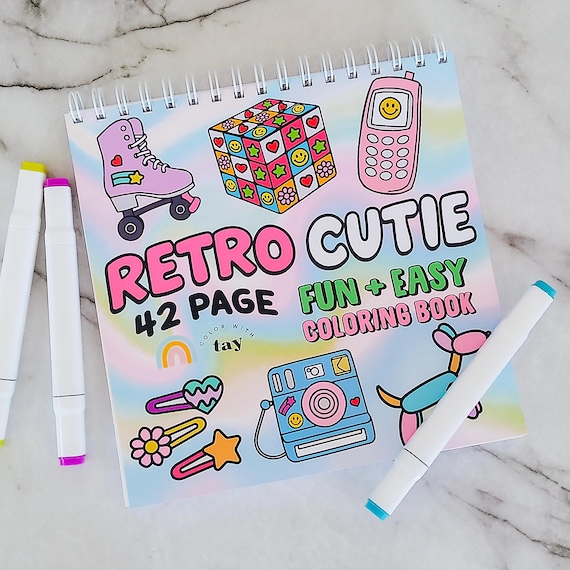 Retro Cutie Spiral Bound Coloring Book: 42 Pages Of Nostalgic Toys And Fashion Bleed Resistant Paper Alcohol Marker Coloring Book