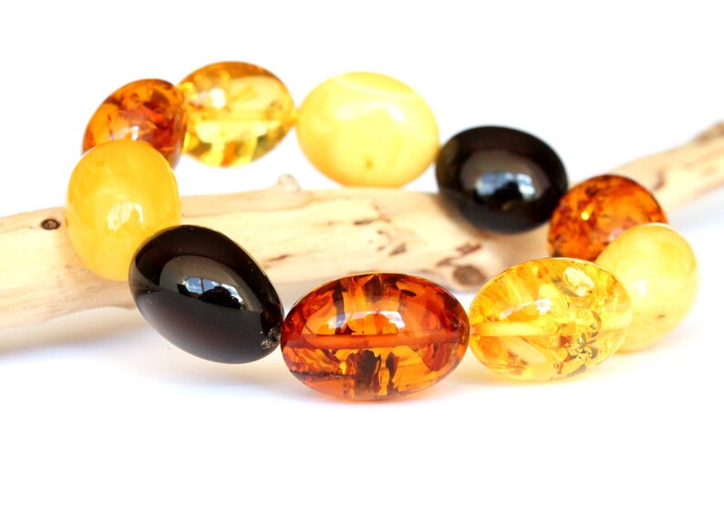 Multicolor royal amber bracelet natural baltic amber jewellery colorful luxurious gemstone bracelet 28 g. olive shape amber beads