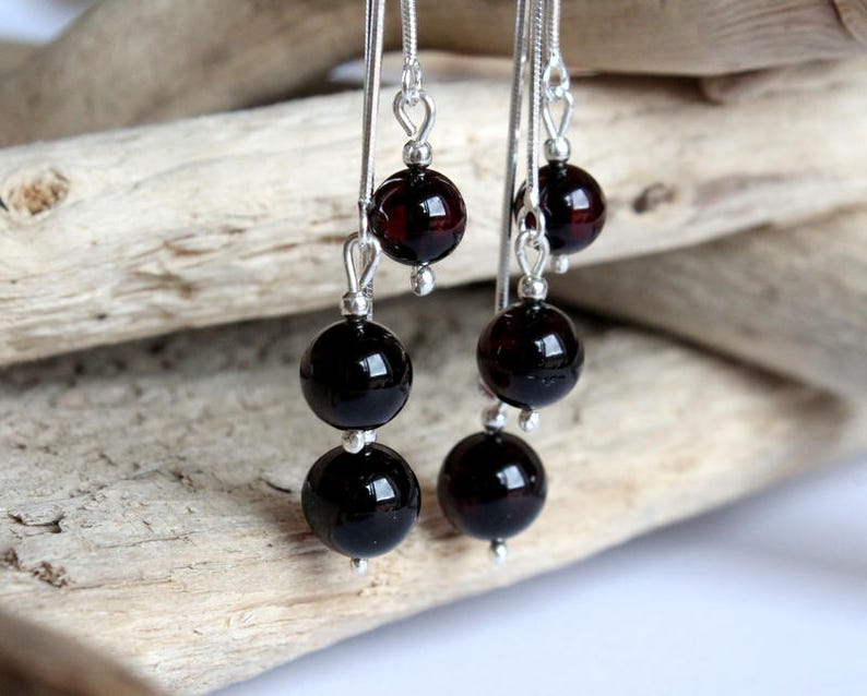 Long cherry amber earrings natural Baltic amber round shape Etsy