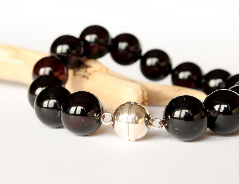 Dark red amber bracelet 13 mm amber beads amber jewellery Etsy