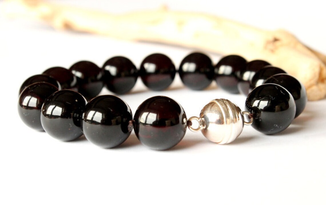 Dark red amber bracelet 13 mm amber beads amber jewellery Etsy