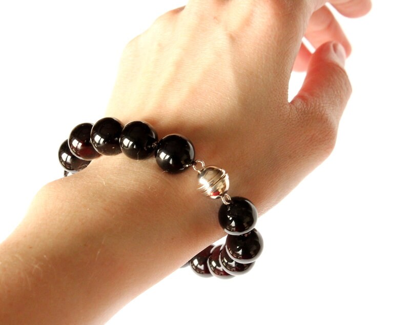 Dark red amber bracelet 13 mm amber beads amber jewellery Etsy