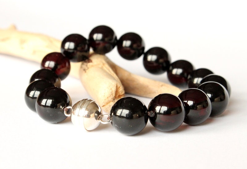 Dark red amber bracelet 13 mm amber beads amber jewellery Etsy