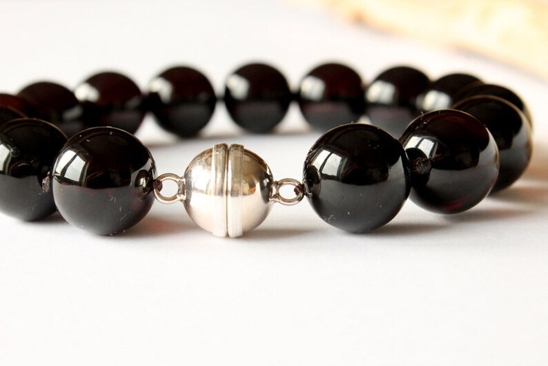 Dark red amber bracelet 13 mm amber beads amber jewellery Etsy