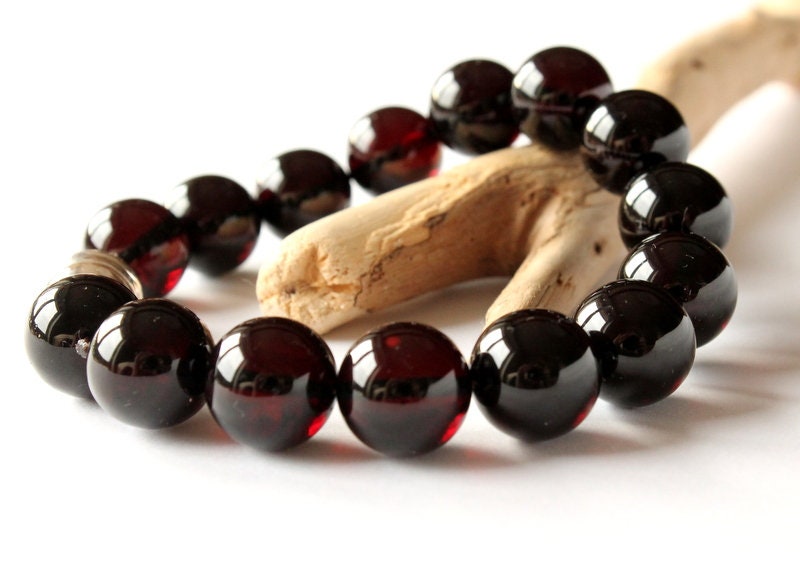Dark red amber bracelet 13 mm amber beads amber jewellery Etsy