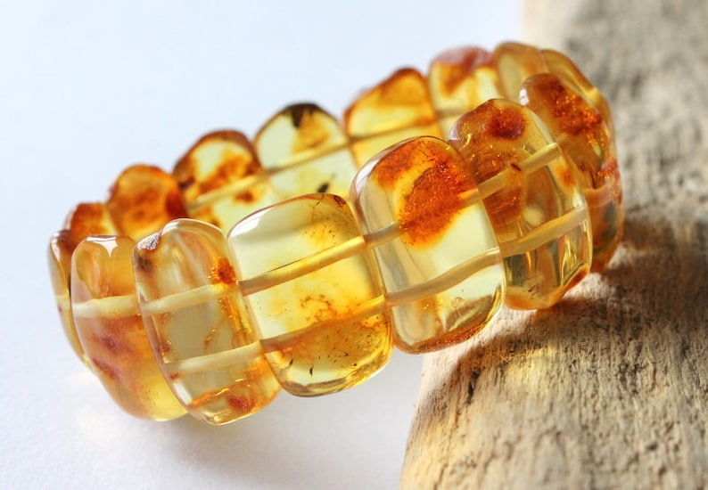 honey bead bracelet organic amber jewelry classic amber 100/% natural Baltic amber 25x13 Lemon amber bracelet lemon raw amber bracelet