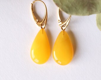 Silver Butterscotch Amber Classic Elegant Timeless Earrings Simple Minimalist Gemstone Drop Earrings Amber Earrings Natural Amber Jewelry