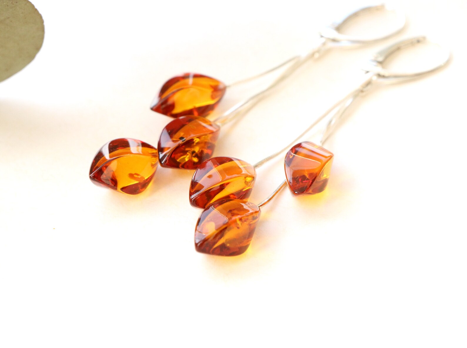 Lange baumeln Cognac Farbe Bernstein Ohrringe Cognac | Etsy