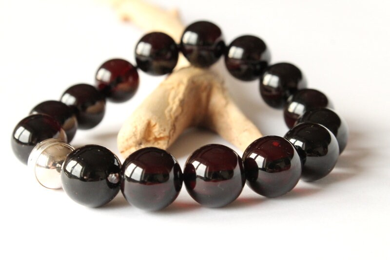 Dark red amber bracelet 13 mm amber beads amber jewellery Etsy