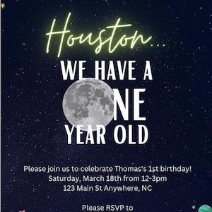 Houston, We Have a One Year Old invitation