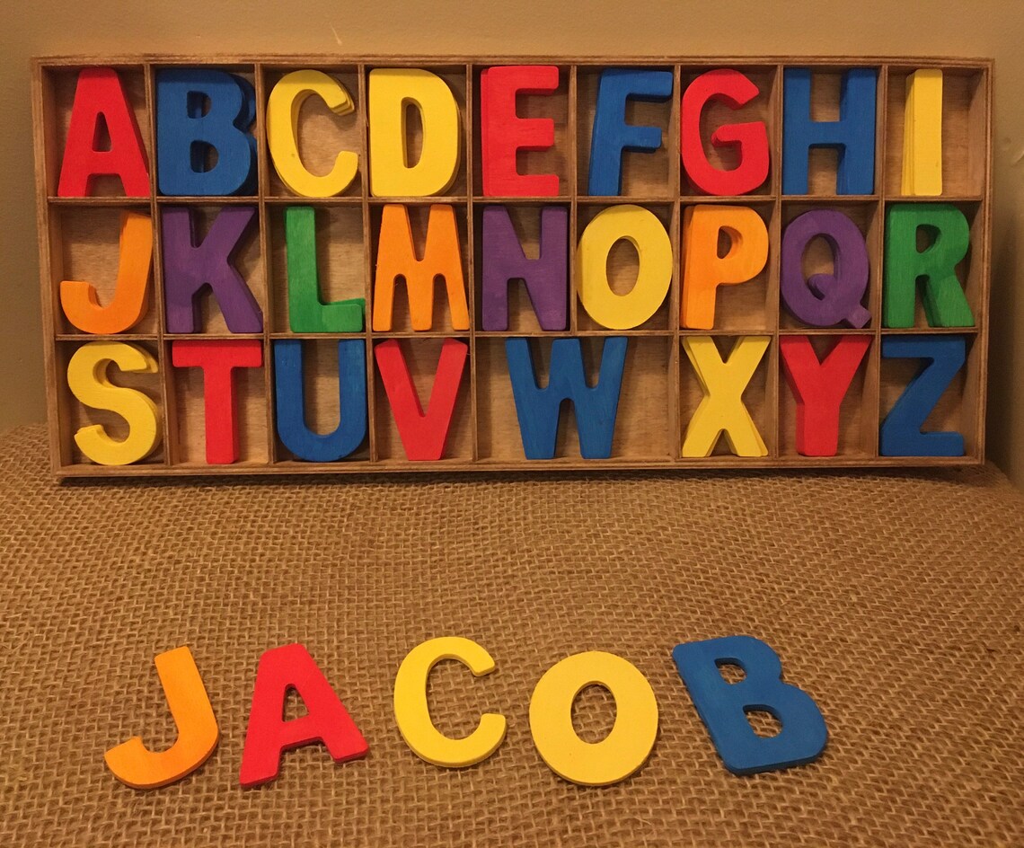 Alphabet Letter Tray ABC Sorting Letters Wooden ABC Cutouts Etsy