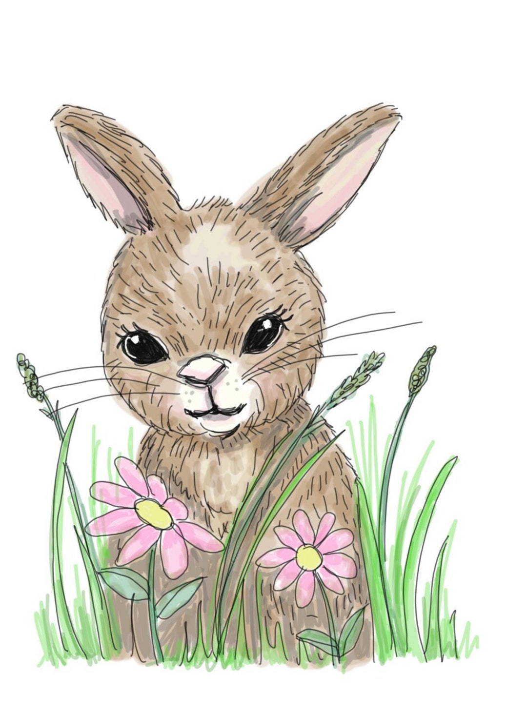 Bunny Clip Art, Digital Art, Rabbit Nursery Wall Art Print, PNG Digital ...