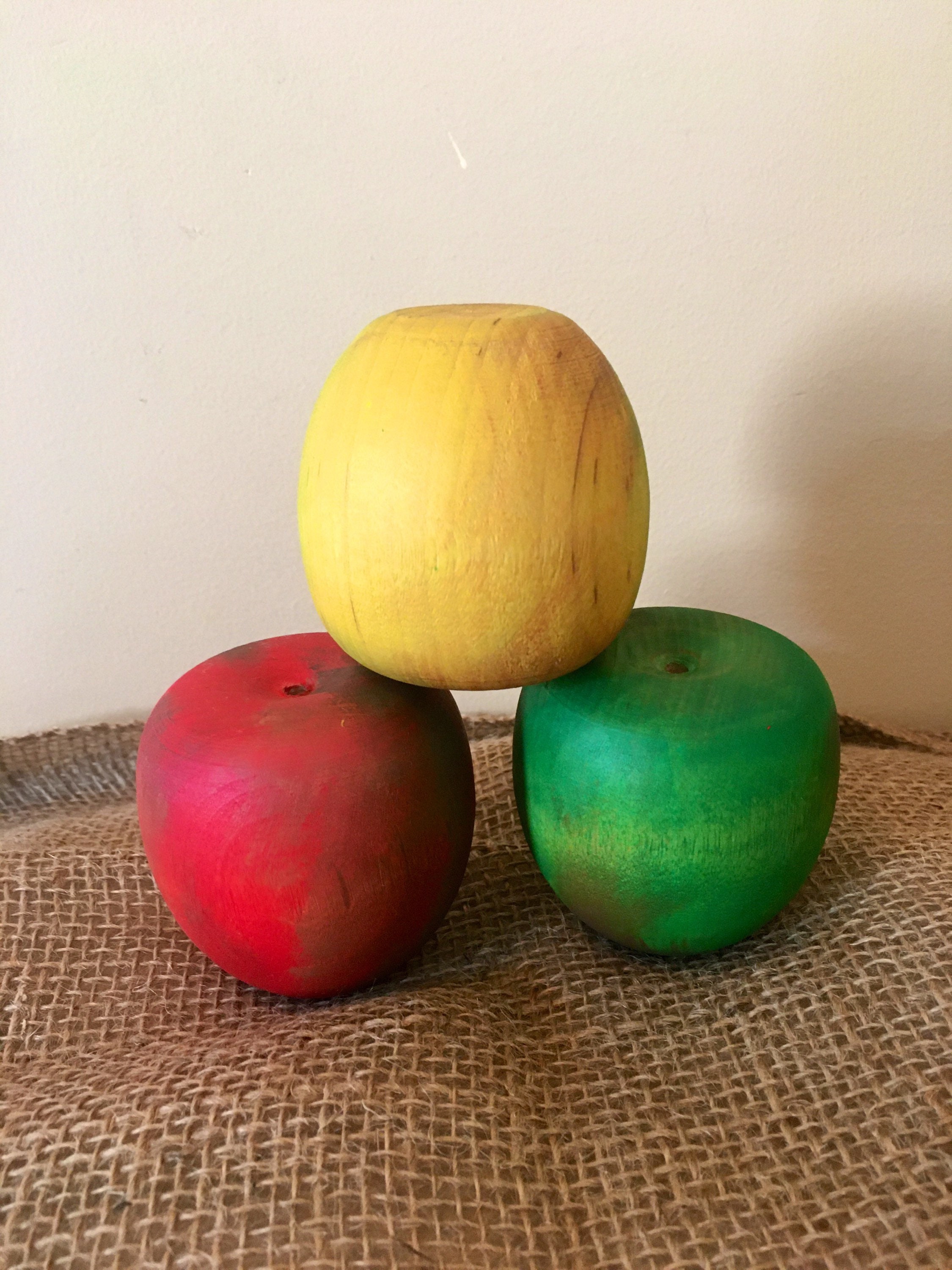 Large Wooden Apple Toys Life Size Wooden Apples Waldorf Etsy