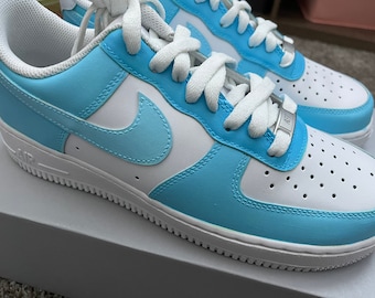 Blue Multicolored Custom Nike Air Force 1/ Blue Colorblock Custom
