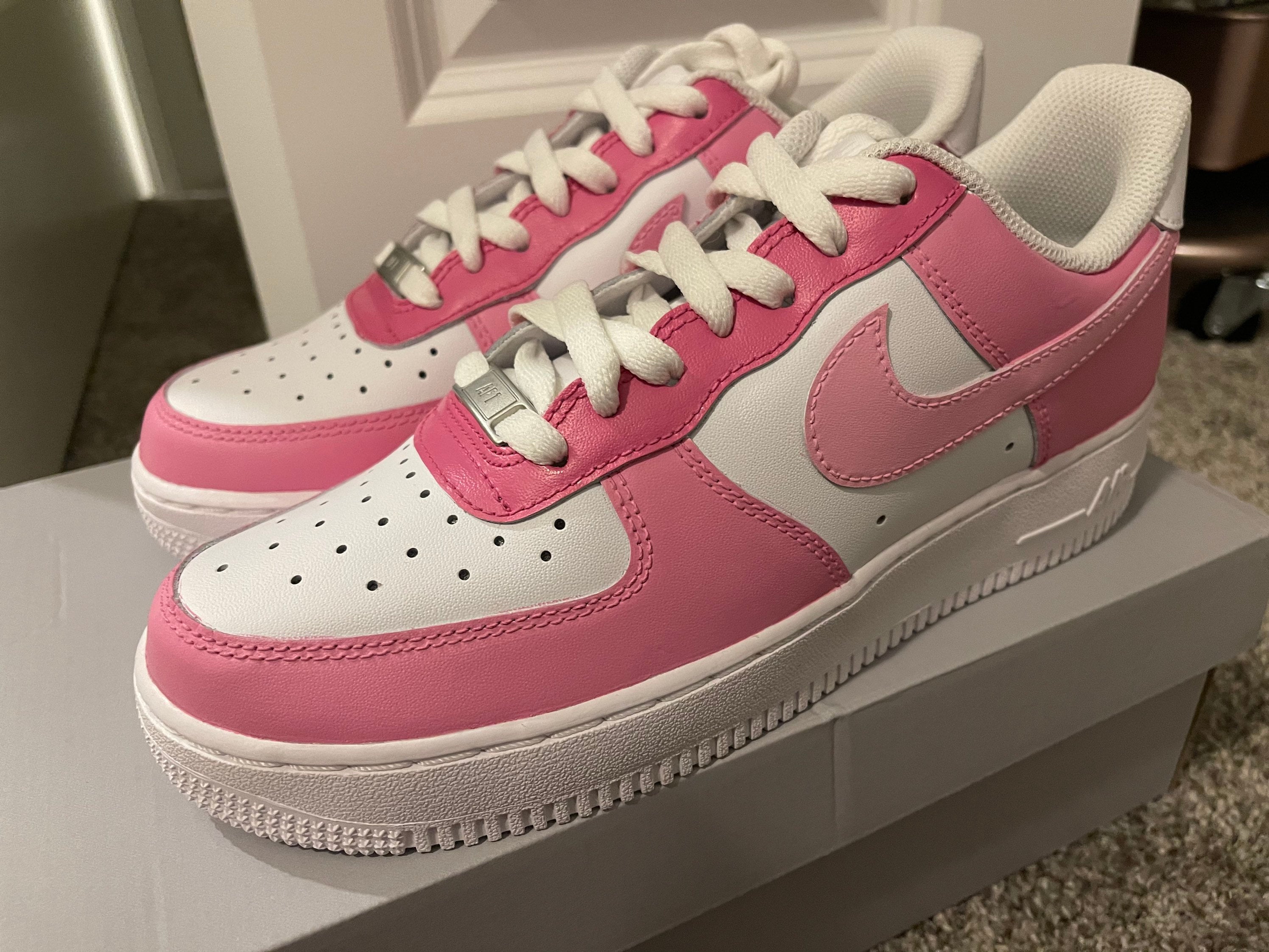 Veelkleurige Custom Nike Air Force 1 Roze Colorblock - Etsy België