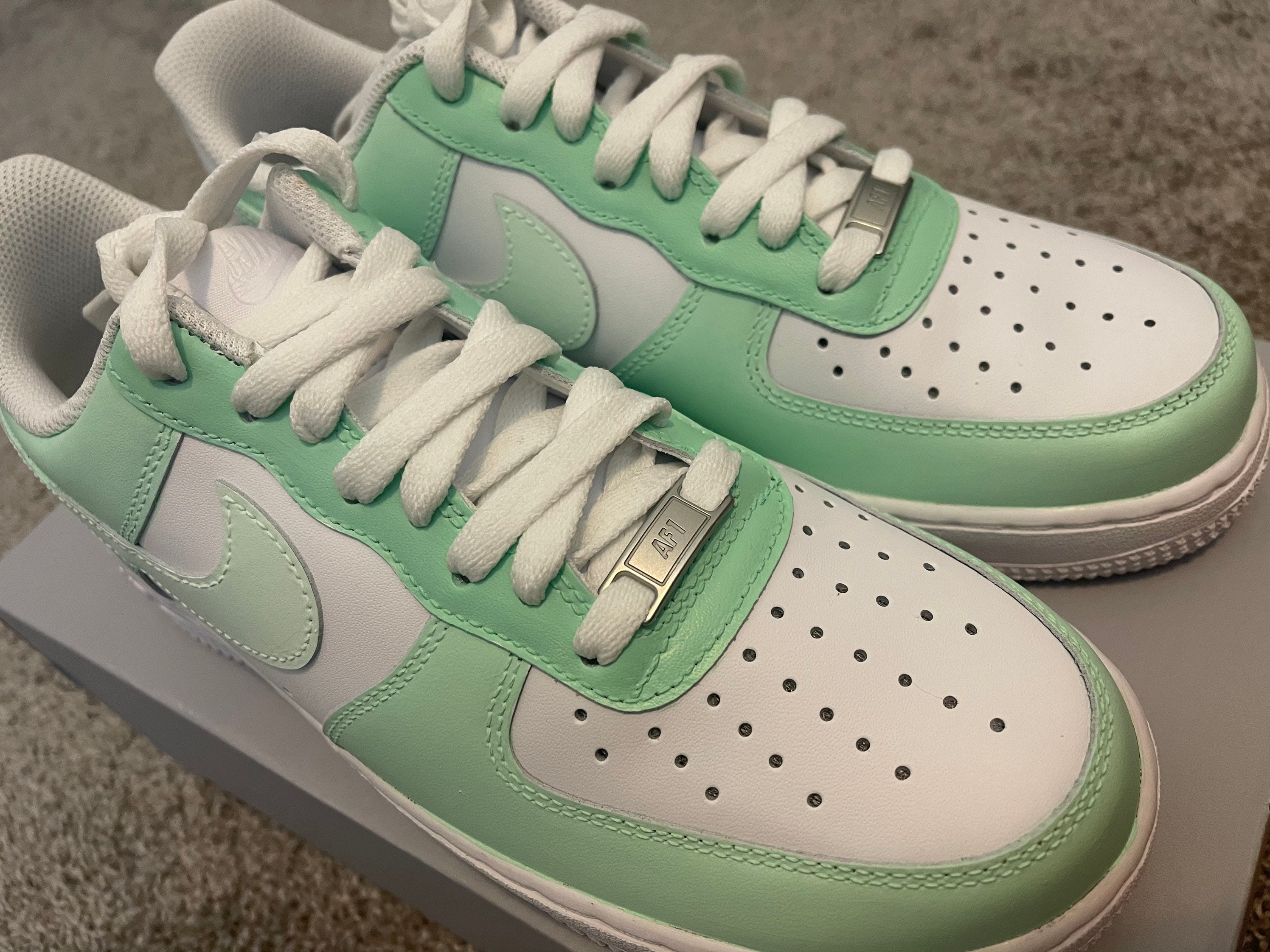 Light Mint Green Drip Custom Air Force 1 - Hand Painted AF1 - Custom F –  Merakicks